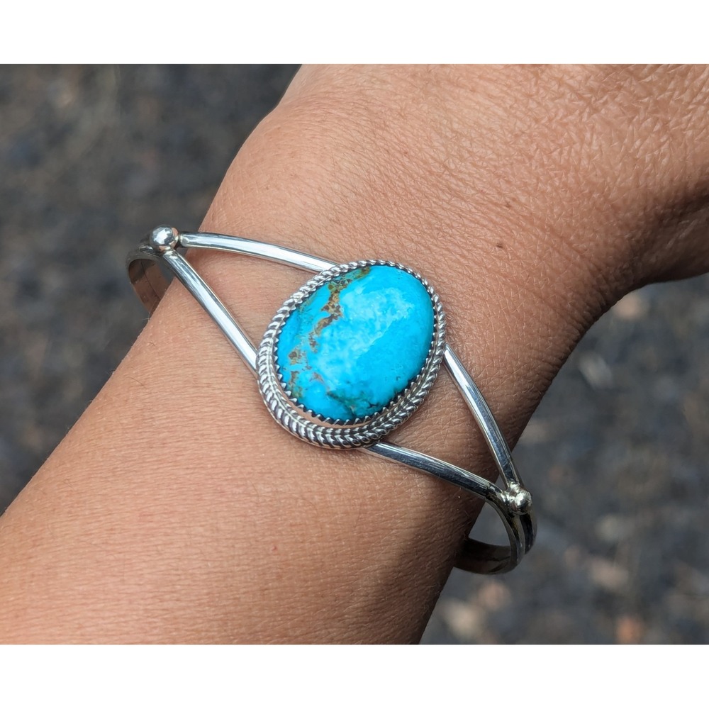 Navajo Turquoise Bracelet for Women Handmade Native American Jewelry size 6.75 *
